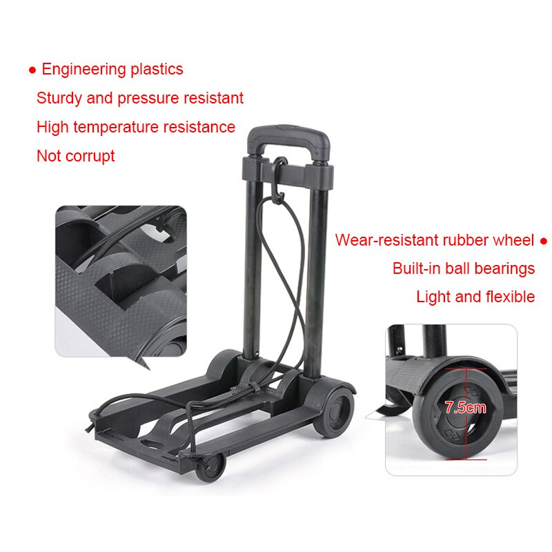 40kg Heavy Duty Foldable Wheel Trolley Hand Truck Folding Transport Trolley Barrow Cart Shopping Trolley Portable Home Use Car