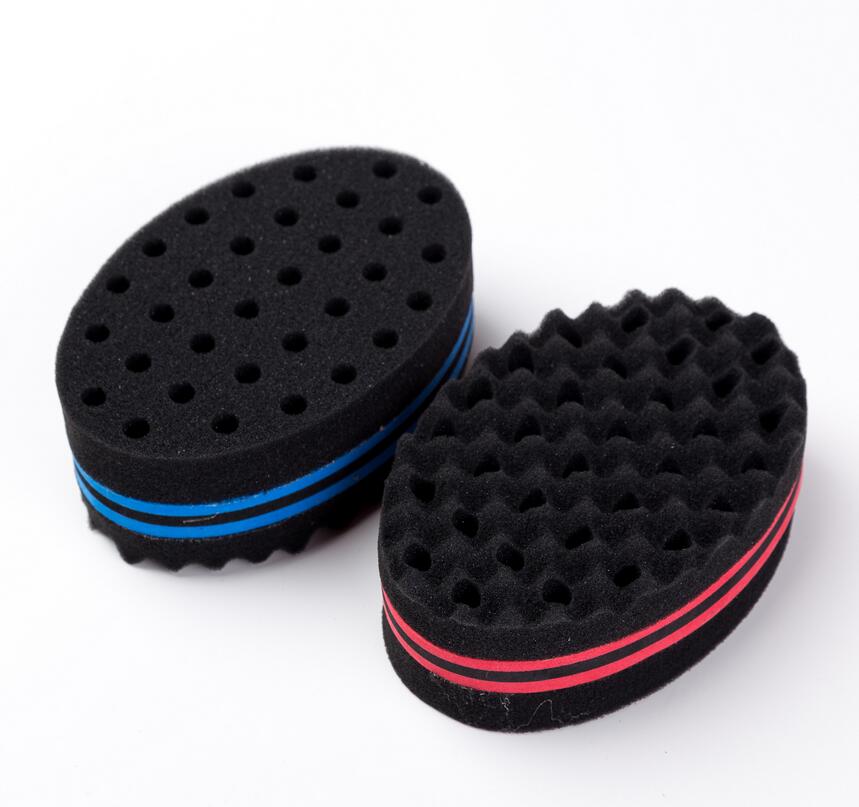 1pcs Elliptical dual-use perforated curly sponge shape chaotic hair sponge brush hair sponge random color