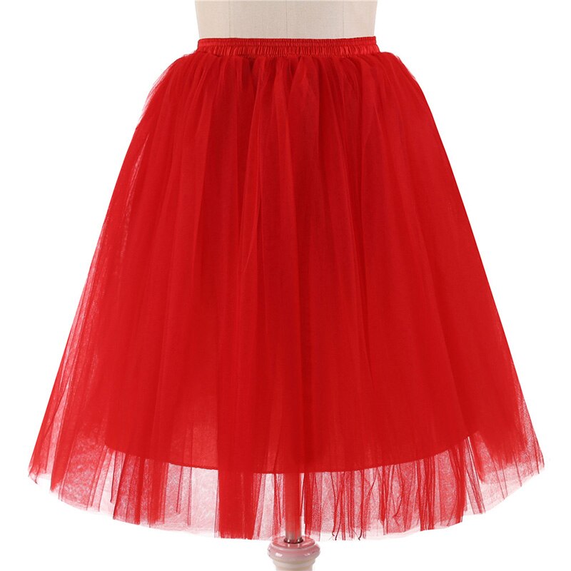 Woman Petticoats Underskirt Knee Length Short Wedding Crinolines Puffy Tutu Adulto Rockabilly Tulle Dress Skirt Slip Jupon Femme: Red