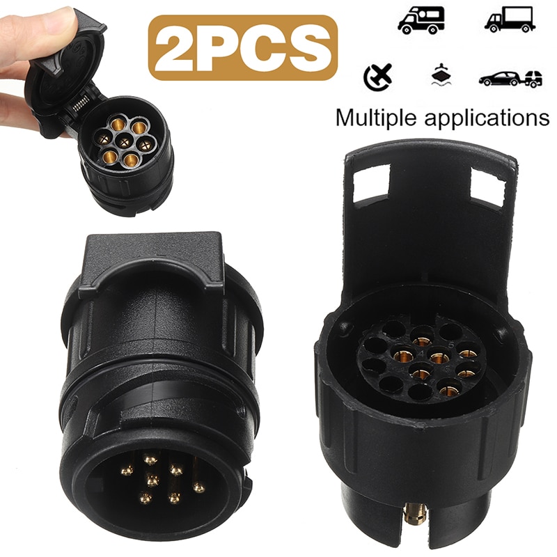 2 Stuks 13 Om 7 Pole + 7 Tot 13 Pole Socket Plug Trailer Socket Adapters Converter Auto Vrachtwagen Caravan accessoires