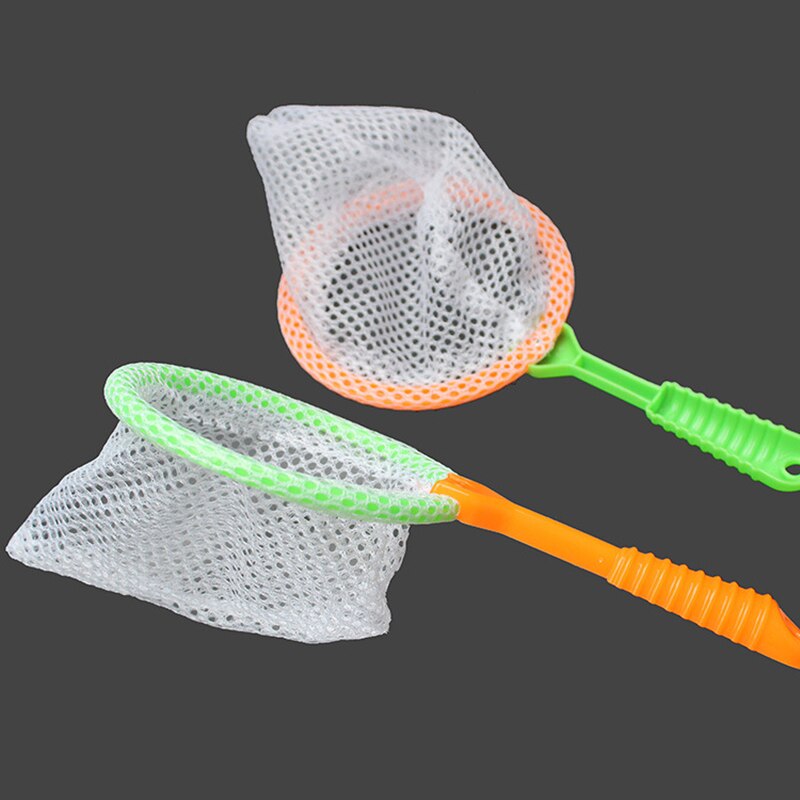 style Beach toy 3D Aquarium Fish Tank Catch Net plastic Steel Rod Fishing Round Square Pocket Shrimp Catching Nets 22cm