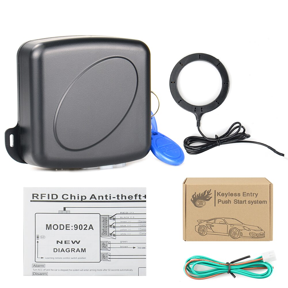 Auto Car Alarm Car Engine Push Start Button RFID Lock Ignition Starter Keyless Entry Start Stop Immobilizer Anti-theft System: B