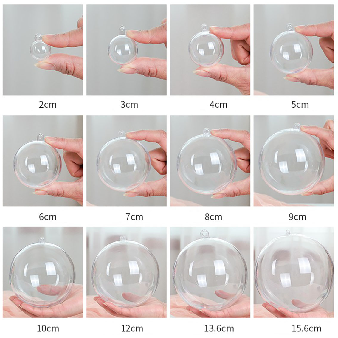 Diameter 10-200mm genomskinlig plast ihålig boll transparent boll för gör-det-själv handgjord dekoration spelkonsol konstverk