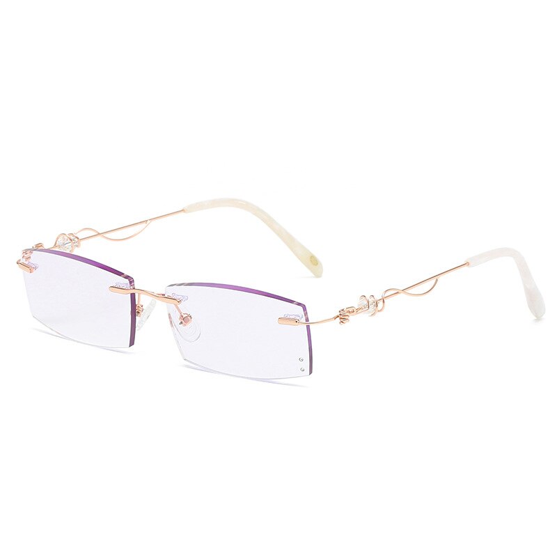 Randloze computerleesbril voor dames met diamantslijping en blauw lichtblokkering voor dames +1.5 +2.0 +2.5 +3.0 +3.5 +4.0: +350 / Paars