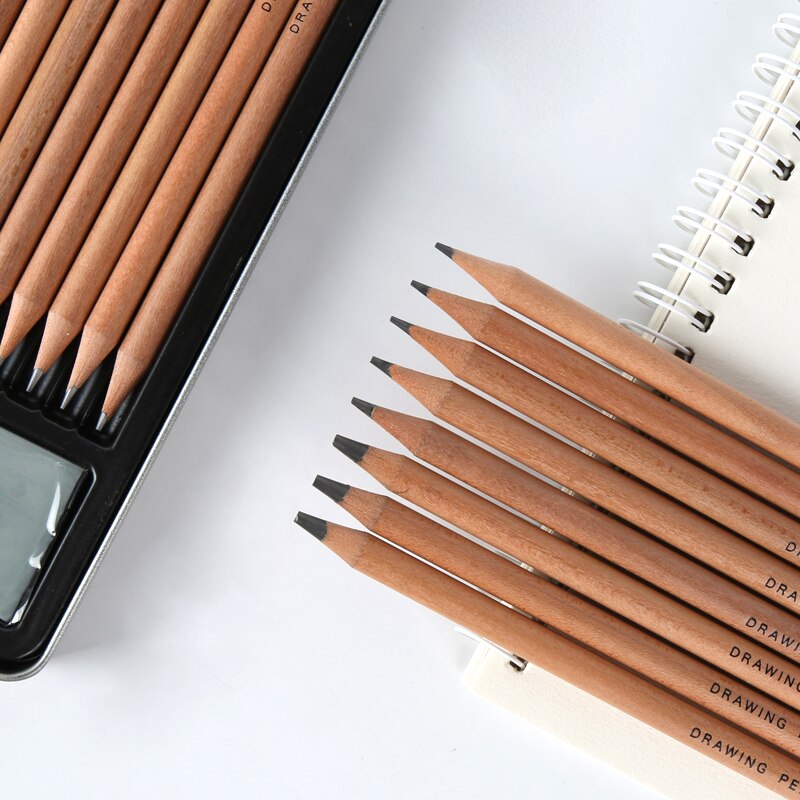 Touch mark Sketch tool set 10/18/29 PCS Drawing pencil tool set students non-toxic Multiple grayscale iron box art supplies