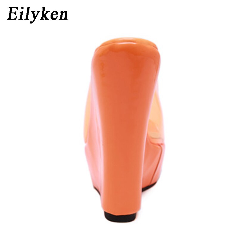 Eilyken pvc jelly orange gul plattform wedges tofflor för kvinnor rejäla tofflor sandaler skor storlek 35-42