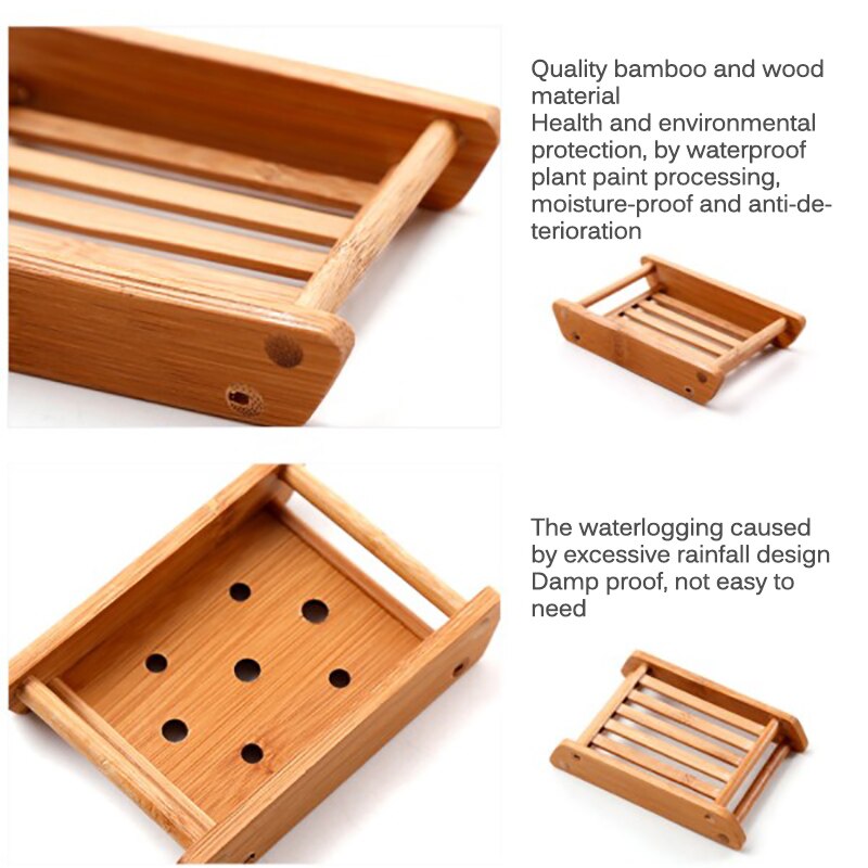 Jaboneras portátiles de bambú, caja de jabón de drenaje Manual Simple, caja de jabón de baño, soporte de madera, bandeja de jabón