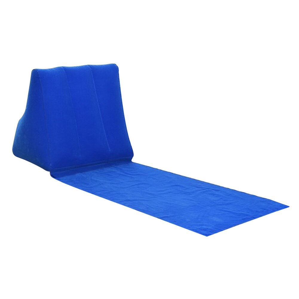 PVC Inflatable Beach Mat Camping Lounger​ Waterproof Back Pillow Triangle Cushion Chair Seat Air Bed OutdoorTravel Accessories: Navy blue