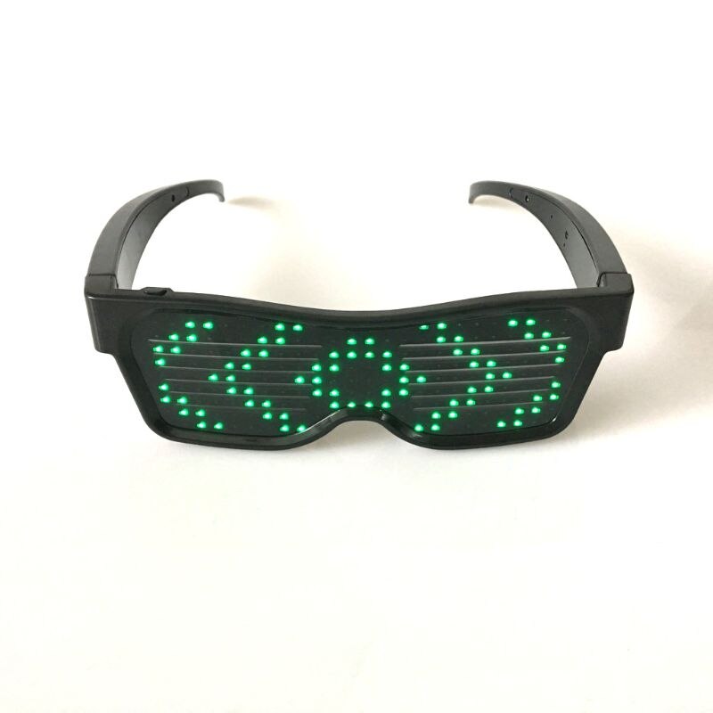 Smart Bluetooth LED Glasses Flashing Sunglasses Mobile Phone APP Connection Wireless Dynamic Pattern Eyewear: Green