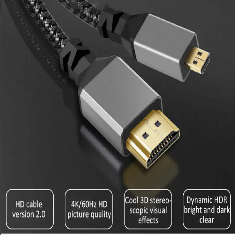 1M 2M 3M 5M 10M 4K 60HZ Micro HDMI a HDMI Cable Flexible de extensión en espiral Cable de enchufe macho a macho Compatible con HDMI para computadora