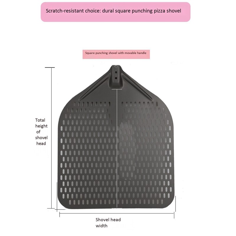 LUDA 14 Inch Rectangular Pizza Shovel,Perforated Pizza Paddle Aluminum Pizza Peel,Pizza Tool for Baking