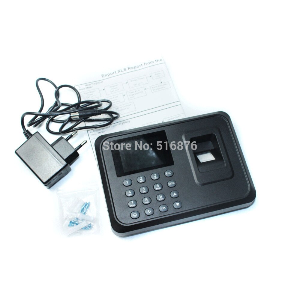 Biometric Fingerprint Time Attendance Time Clock Recorder Employee Digital Electronic Attendance Machine W/ Charger Adapter