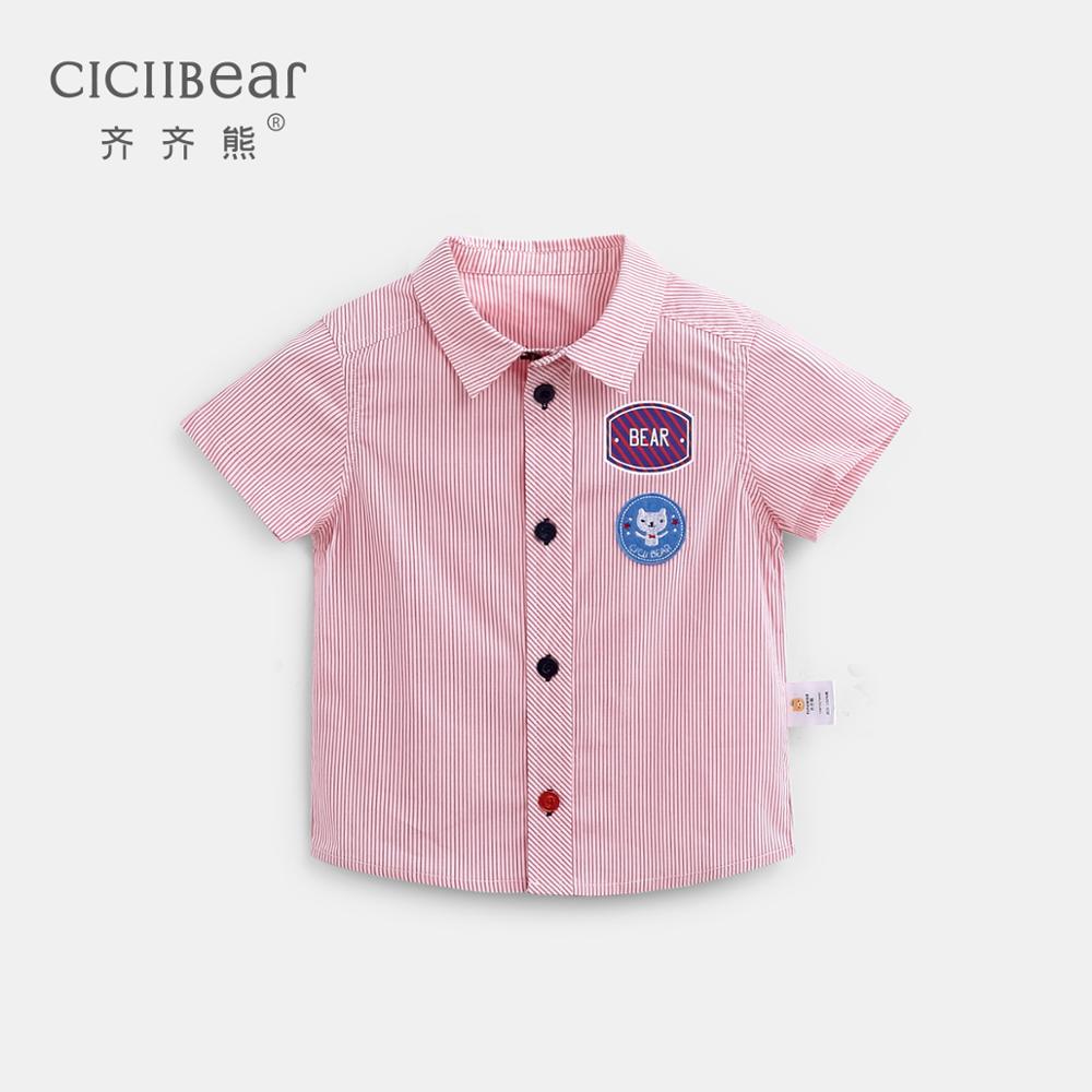 Ciciibear babykleding jongens meisjes katoenen shirt met korte mouwen zomer babykleding cartoon revers gestreept shirt