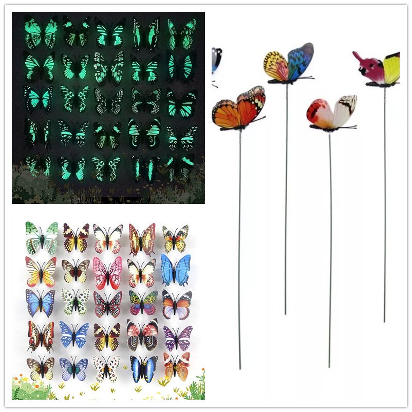 25Pcs Glowing Vlinder Tuin Decoratie Decoratieve 3d Vlinders Glow In Dark Lichtgevende Vlinders Voor Decor