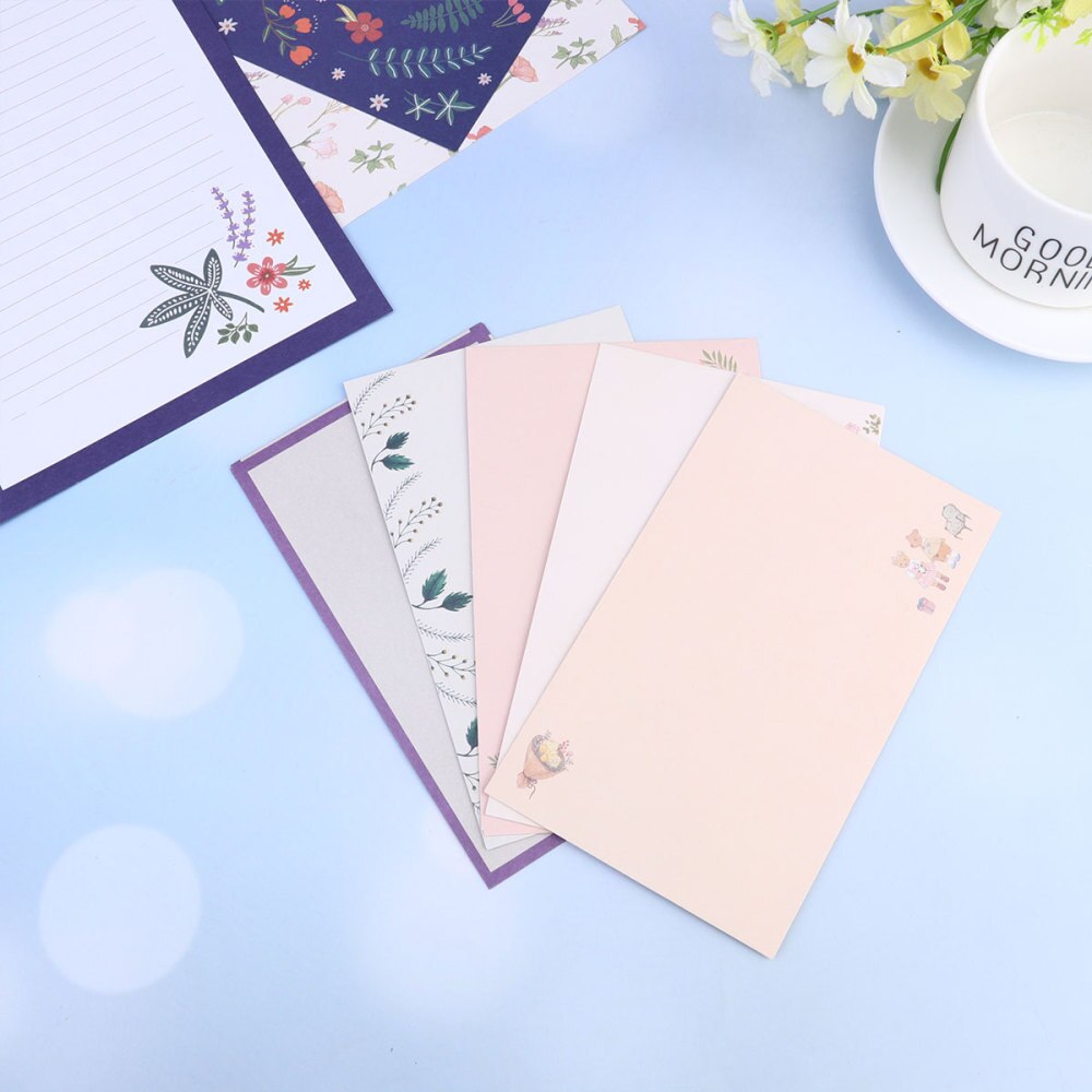 Bonitos sobres de flores de 45 Uds., juego de bloc para cartas, papel de letras de papel Vintage para escribir carta, papelería de oficina, suministros para escuela,