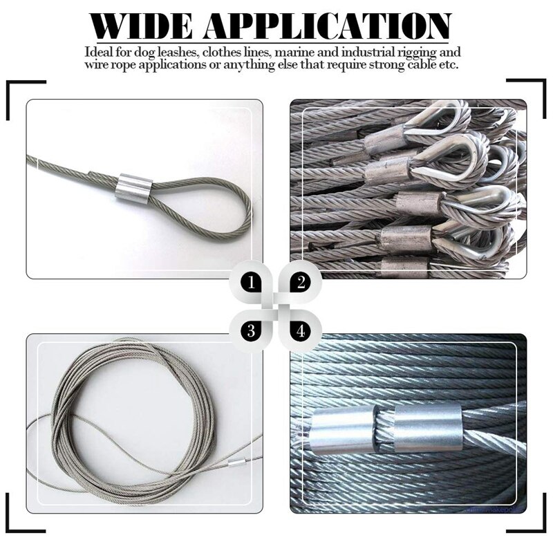 Best 315Pcs 8 Sizes Aluminum Crimping Loop Sleeve Double Barrel Ferrule for Wire Rope and Cable Line End Assortment Kit