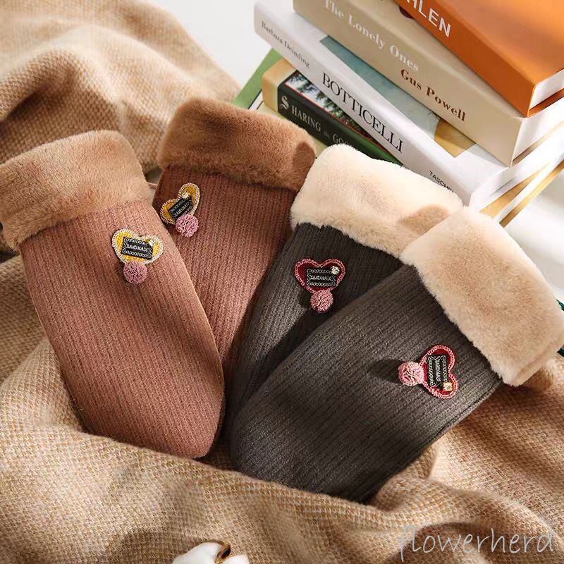 Handschuhe Winter Damen Plus Samt Dicke Warme Nette Schüler eins Frauen Herz Handschuh Neue Jahr draussen Hängen Nacken Handschuhe wolle