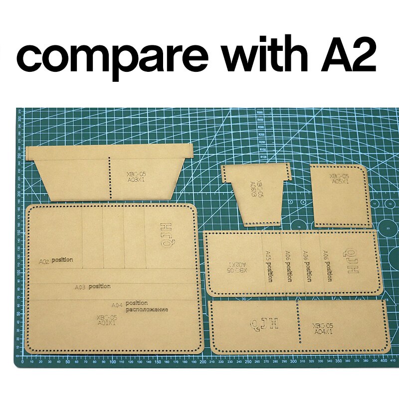 Plantilla de papel Kraft duro para manualidades de cuero, cartera larga con personalidad, patrón de costura, 9cm x 10cm, 1 Juego