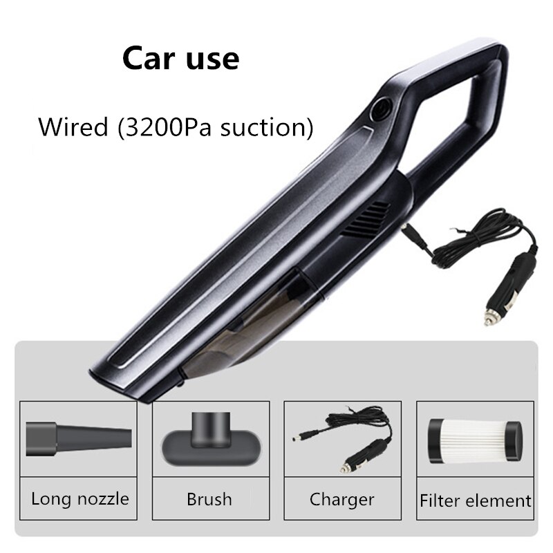 12V Car Vacum Cleaner Vacuum Odkurzacz Bezprzewodowy Handheld Aspirateur Voiture For Home Aspirador Coche Wireless Aspirapolvere: Wired