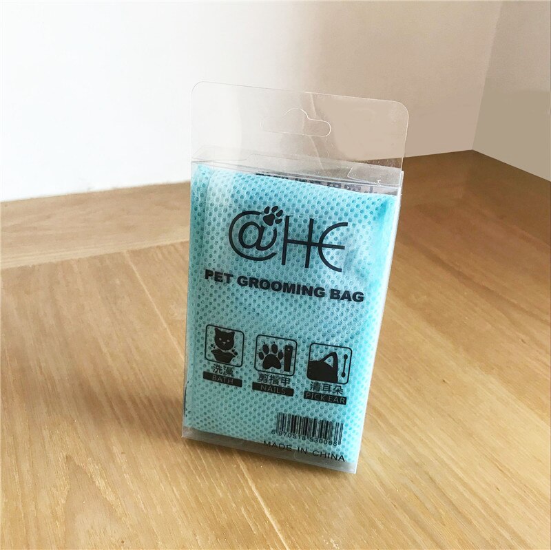 Cat Mesh Grooming Bath Bag kitten Washing Bathing Pet Nail Trim Injecting Examing Anti Scratch Bite Restraint Bag: blue