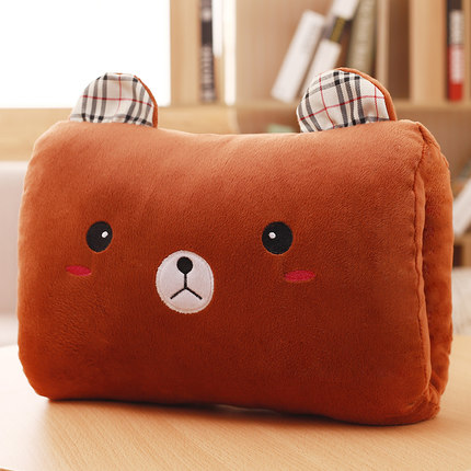 bonito para niños, juguetes de peluche de dibujos animados de invierno, calentador de manos, almohada suave de animales de dibujos animados, cojín cálido para sujetar las manos, 2025: Borgoña