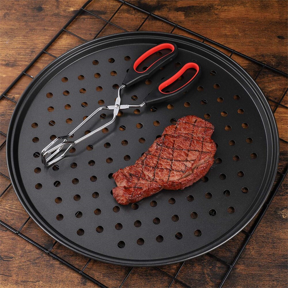 Teglia per Pizza perforata in acciaio al carbonio vassoio antiaderente Ro UndOven con fori piastra di cottura supporto per piatti strumento di cottura