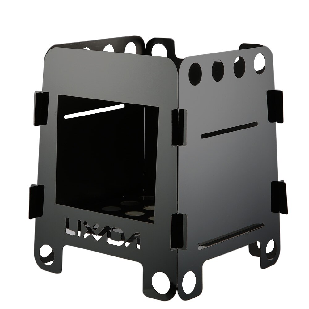 / Lixada Outdoor Lightweight Camping Wood Stove Portable Outdoor Folding Titanium Wood Stove Burning Picnic Alcohol Wood Stove: 3 With tray