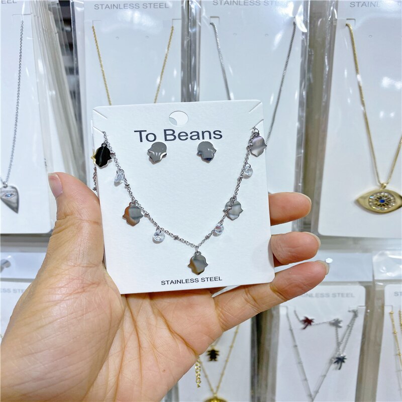 Palm handgebaar hanger ketting choker steek je hand sieraden ronde cirkel ketting verjaardag accessoires: Zilver