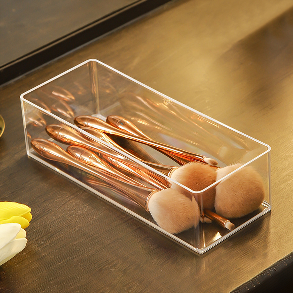 Boîte de rangement transparente en acrylique à couches pour maquillage, coiffeuse, cosmétique, rouge à lèvres, grille de finition, tiroir de bureau, compartiment de rangement: A