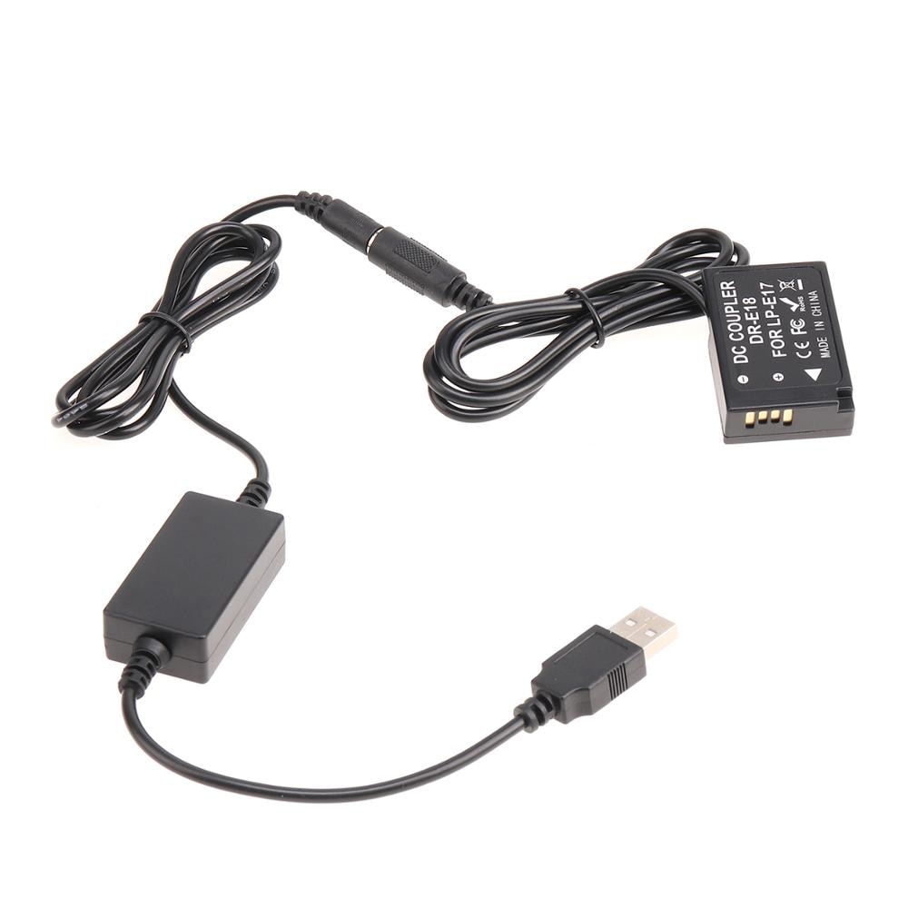 LP-E17 batterie factice coupleur cc 5V 2A câble USB pour Canon EOS RP 77D 200D 750D 60D 800D