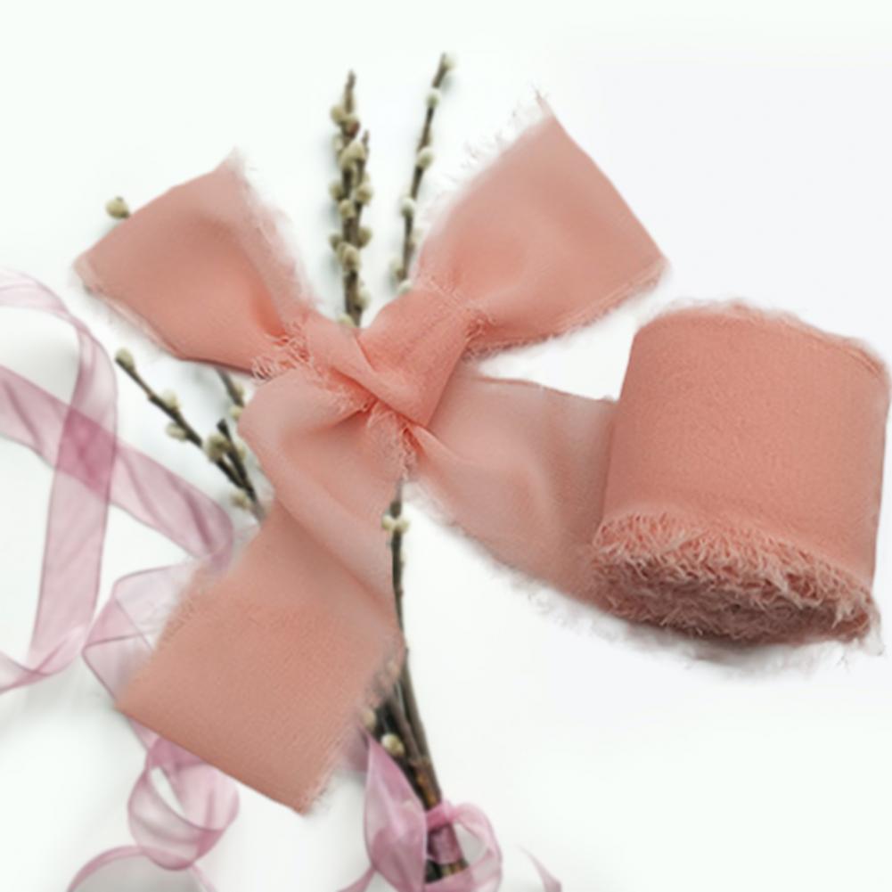 Verzwakte Randen Rimpel Chiffon Zijden Lint Bruiloft Bloem Boeket Wrap Decor Prop Diy Kleding Naaien Stof Diy