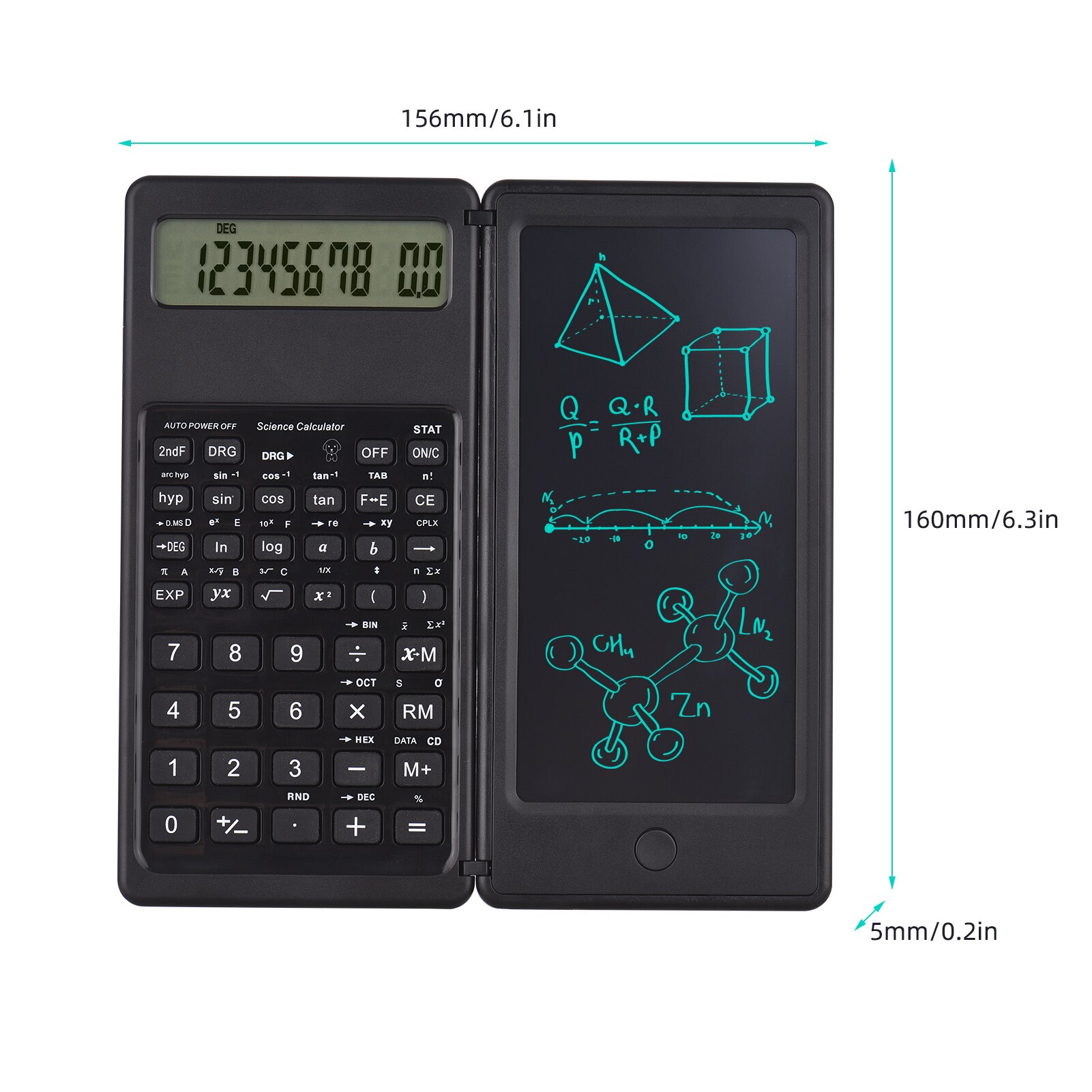 Lommeregner med lcd skrivetablet desktop regnemaskiner 10 -cifret display med stylus sletteknap tynd og foldbar