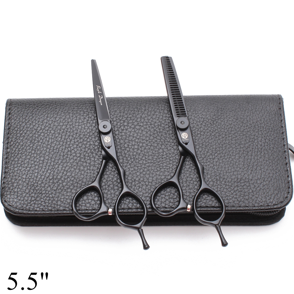 Purple Dragon 5.5 "6" JP 4440 ciseaux amincissants, ciseaux pour couper les cheveux, repose-doigt, Z9015: Z9015 Hei D 55Y