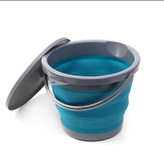 5L Folding Collapsible Silicone Bucket Outdoor Camping Barrel Fishing Pot: Blue