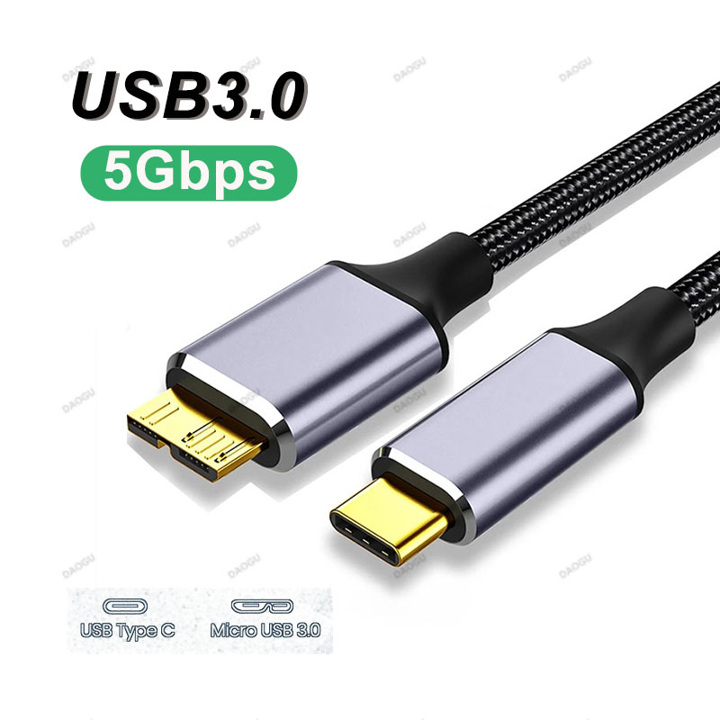 Conector adaptador de Cable Micro B USB 3 0 a tipo C Cable de disco duro externo de 5Gbps tipo C a USB 3,0 Micro B para disco duro