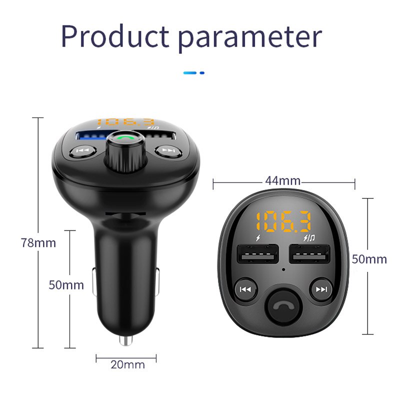 JaJaBor Bluetooth Wagen Bausatz Freisprechen FM Sender Bluetooth 5,0 QC3.0 schnell aufladen Dual USB Auto Ladegerät