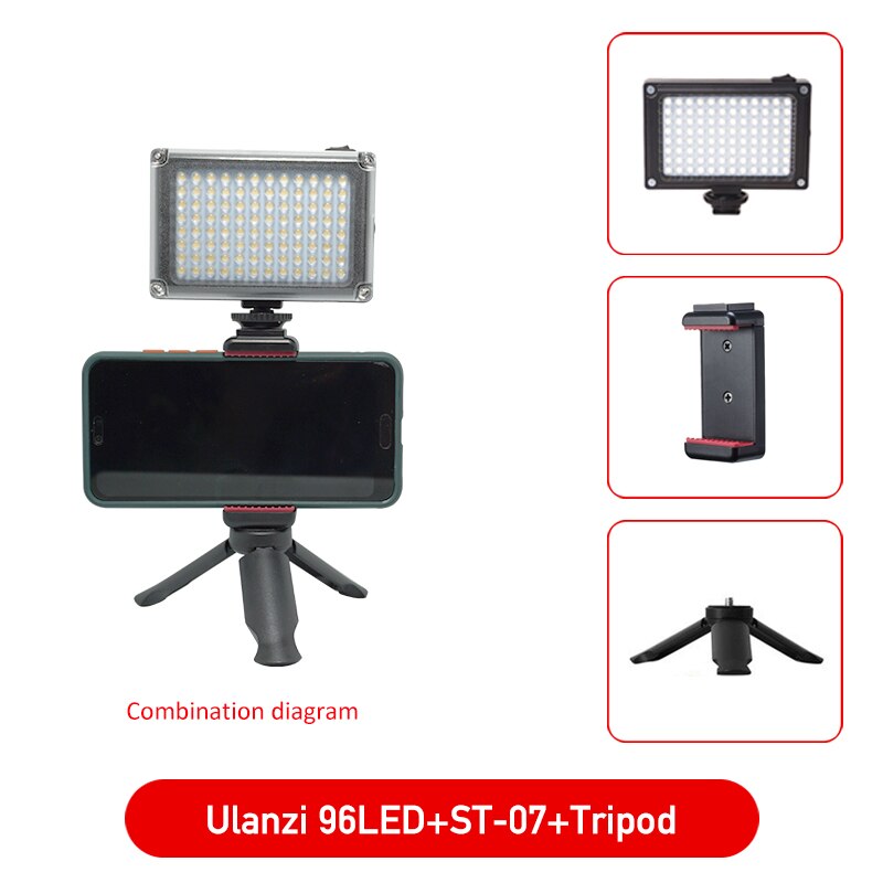 Ulanzi 96/112 VL49/100 Dslr Led Video Licht Op Camera Photo Studio Verlichting Led Vlog Vullen Licht Lamp Voor smartphone Dslr Camera: Black