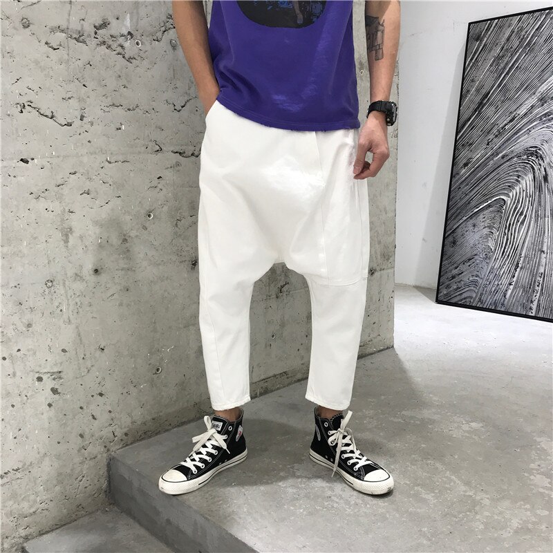 Cavallo basso Dei jeans Pantaloni Degli Uomini gonfio Cavallo Basso denim Pantaloni stile harem Maschio anca salto strada danza Allentati Pantaloni Della Tuta di proprietà X9141