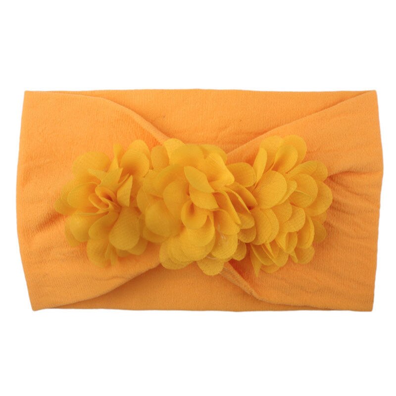 Baby Photo Props Girl Lace Flower Headband Hair Bow Band Toddler Accessories Solid Headwear Kids Hairband: Yellow