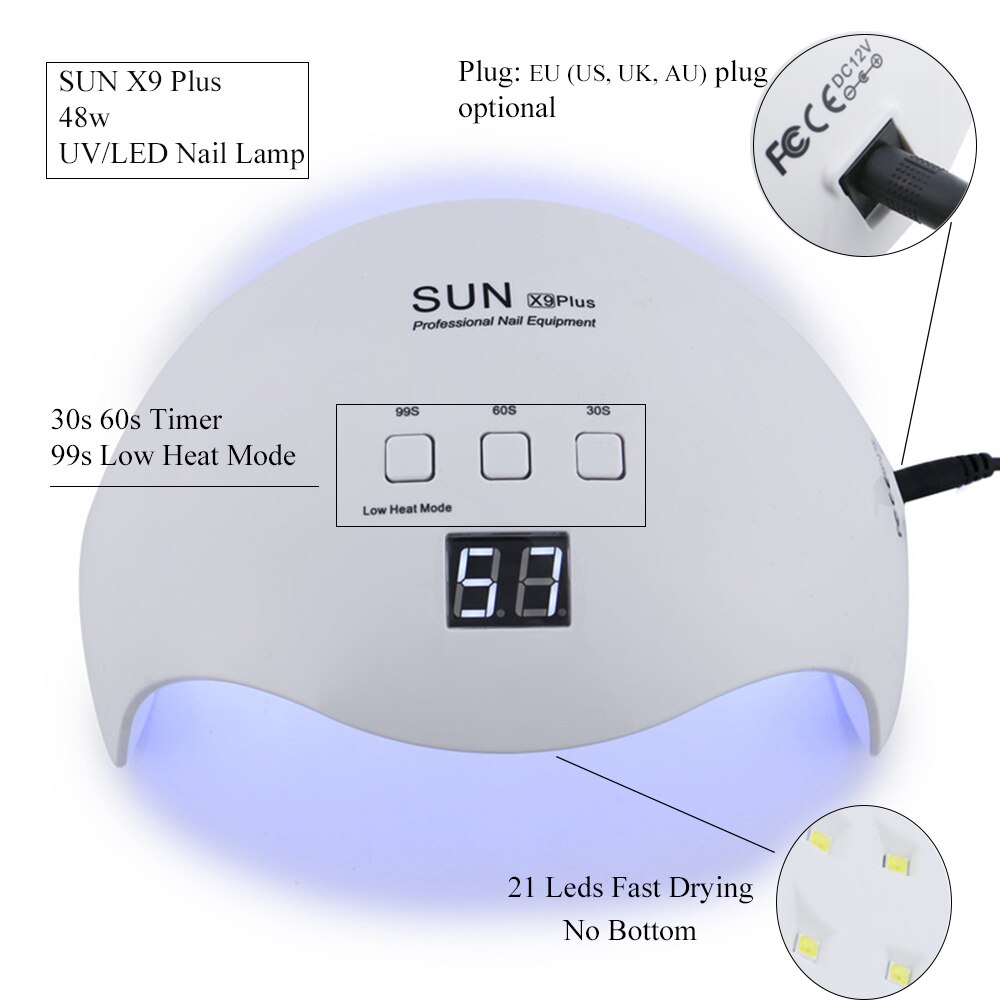 SUN X9 – lampe UV à 21 LED pour sécher les ongles, avec capteur, avec minuterie intelligente, blanc, rose, 48W