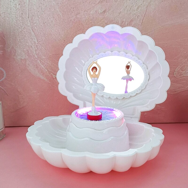 Colorful Flash Shell Music Box Music Box Girl Heart Children Girls Jewelry Jewelry Storage Box Rotating Dancing: With light 1
