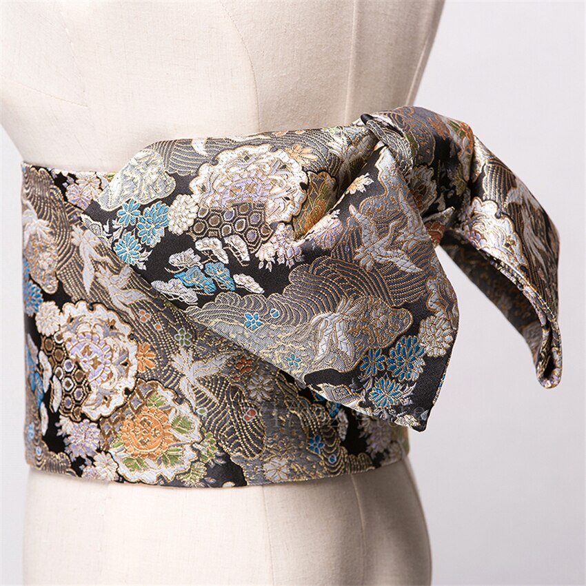 Ceinture Kimono traditionnelle japonaise Yukata Obi, nœud papillon, nœud papillon, Noble, rétro, imprimé Floral, 14 couleurs: Color4