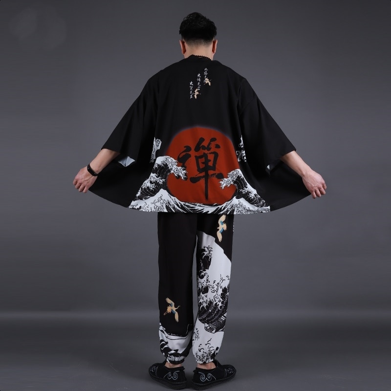 Män japansk kimono kofta män samuraj kostym kläder kimono jacka herr kimono skjorta yukata haori