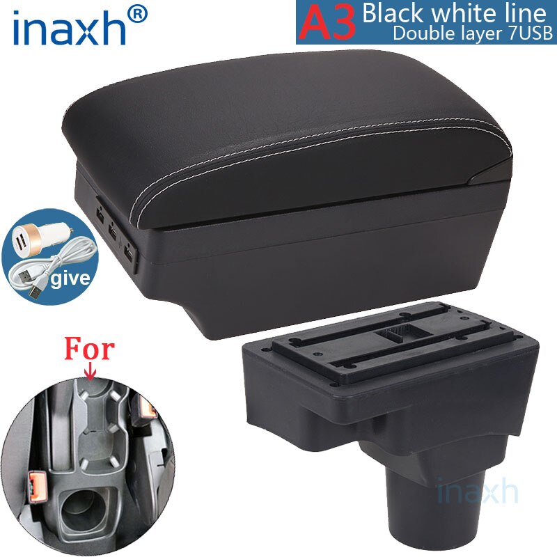 Voor Chevrolet Sonic Armsteun Voor Chevrolet Aveo Armsteun Doos Auto Retrofit Onderdelen Interieur Opbergdoos Auto-onderdelen Usb: A3 Black white 7USB