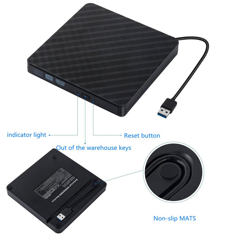 2 Kleuren Usb 3.0 Plaid Shell Dvd Cd Externe Brander Reader Rw Optische Drive Computer Notebook Accessoires