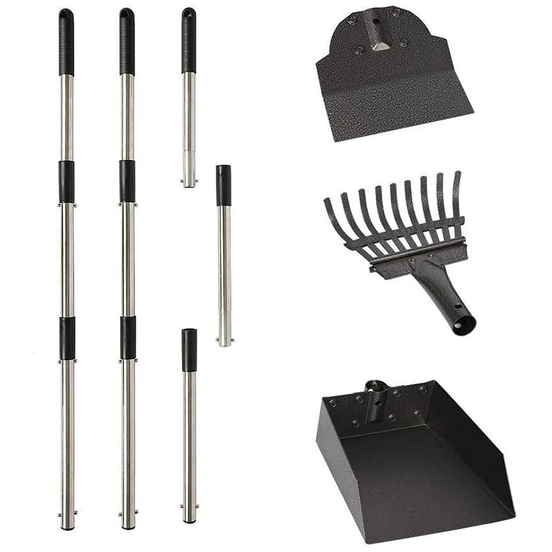 Driedelige schep voor het opruimen van hondenpoep met een steel van 37.4- cm, perfect voor kleine tot zeer grote honden