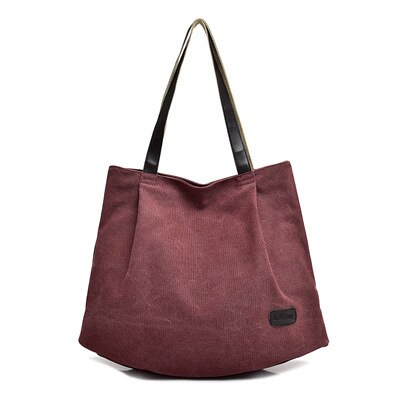 Leinwand Einkaufstasche Frauen Handtasche Schulter Taschen Messenger Tasche Casual Hobos Bolsa Weibliche Feminina Große Kapazität: Burgunder