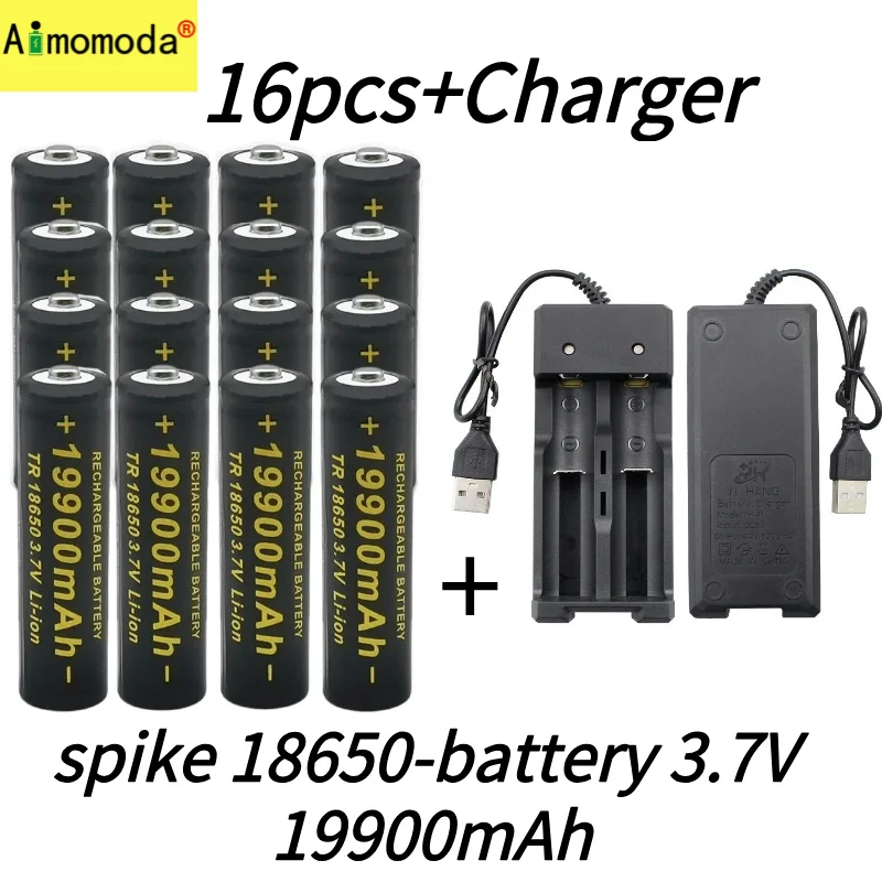 2024100 % nueva batería de linterna de batería de alta capacidad de 3,7 V 18650 19900 mAh con batería de iones de litio se puede utilizar para despertadores.: green