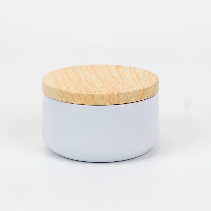 6OZ Solid Metal Candle Jar with Wood Grain Lid Handmade Candles Making Container Mini Tins Storage Box: white