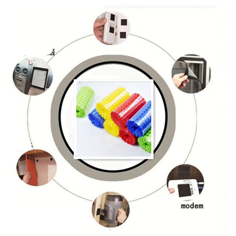 10mm Velcro Colorful Self Adhesive Fastener Dots Strong Glue Magic Tape Sticker Disc Round Coin Hook Loop DIY Accessory 99Pairs